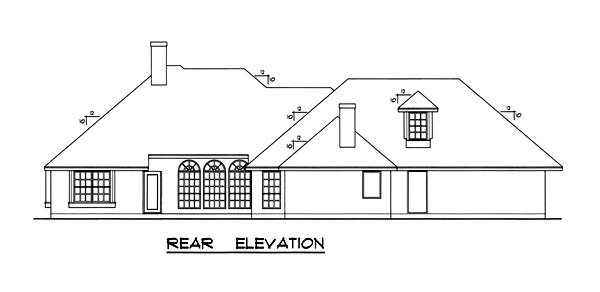 Rear Elevation for House Plan #446132