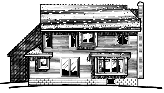 Rear Elevation for House Plan #158422