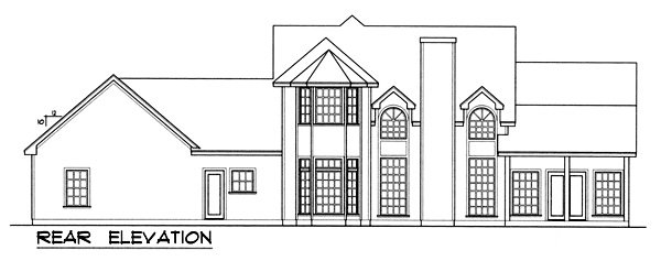 Rear Elevation for House Plan #444072