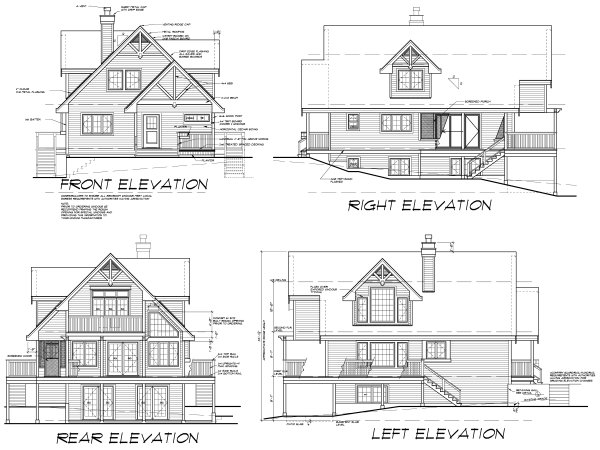 Rear Elevation for House Plan #261471
