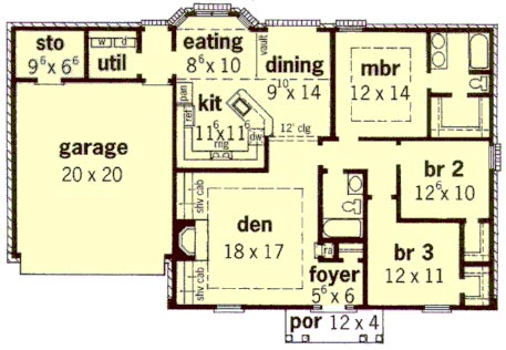 Main Floor Plan for House Plan #407051