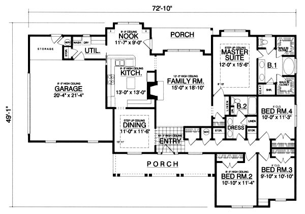 Main Floor Plan for House Plan #444491