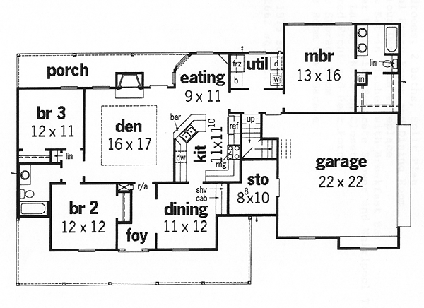 Main Floor Plan for House Plan #409051