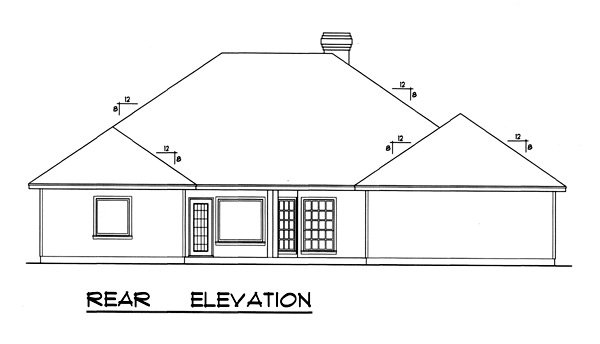 Rear Elevation for House Plan #441142