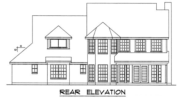 Rear Elevation for House Plan #444442