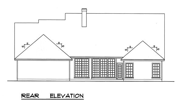 Rear Elevation for House Plan #442531