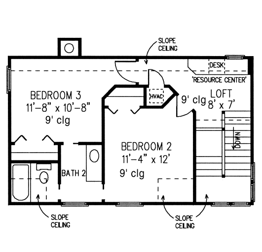 Second Floor Plan for House Plan #479000