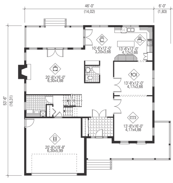 Main Floor Plan for House Plan #175520