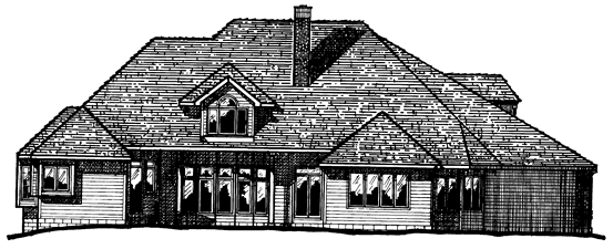 Rear Elevation for House Plan #153372
