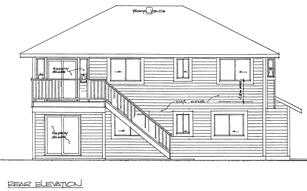Rear Elevation for House Plan #200290