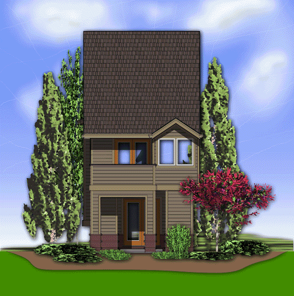 Rear Elevation for House Plan #321108