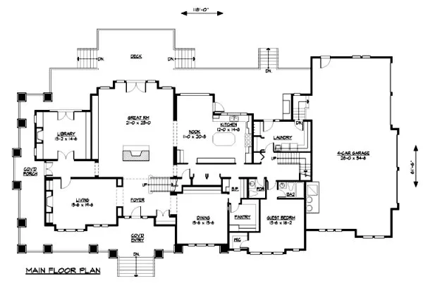 Main Floor Plan for House Plan #335756