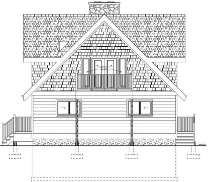 Rear Elevation for House Plan #195004