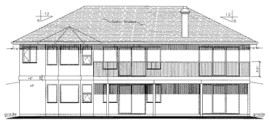 Rear Elevation for House Plan #132209