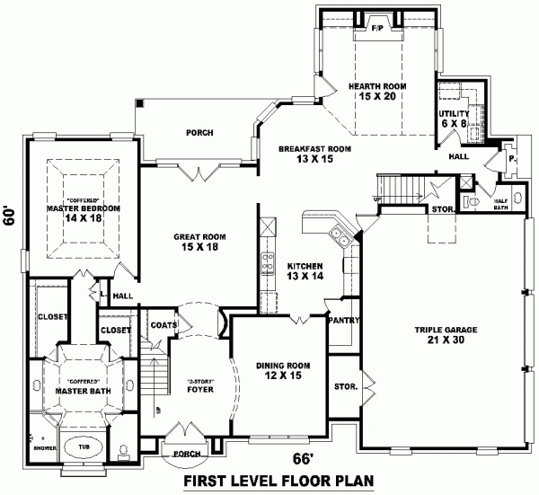 Main Floor Plan for House Plan #490022