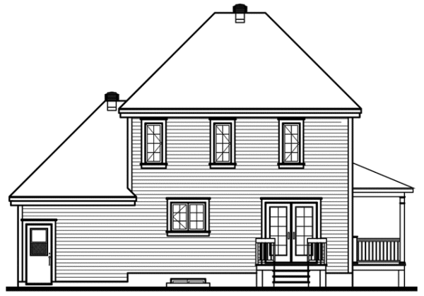 Rear Elevation for House Plan #140283
