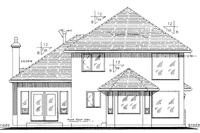 Rear Elevation for House Plan #131013