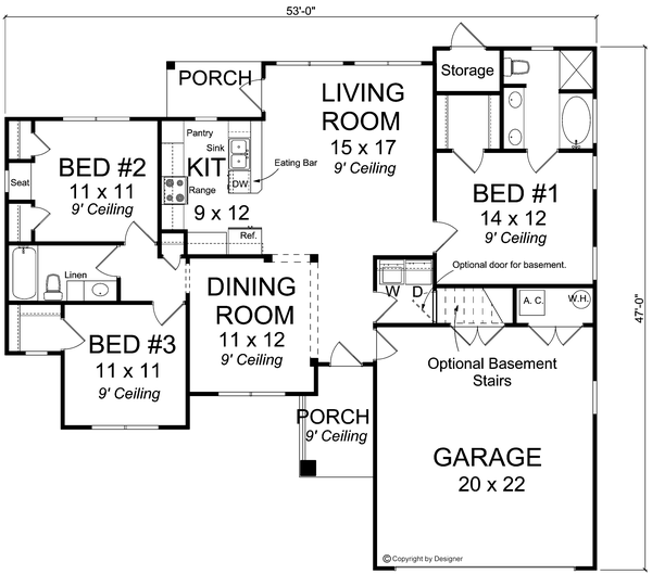 Main Floor Plan for House Plan #244921