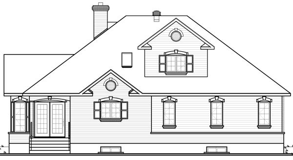 Rear Elevation for House Plan #145062