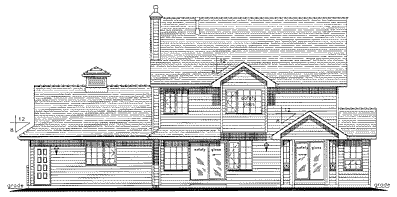 Rear Elevation for House Plan #130024