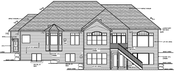 Rear Elevation for House Plan #293392