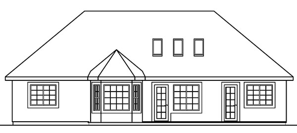 Rear Elevation for House Plan #345333