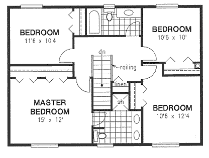 Second Floor Plan for House Plan #130124