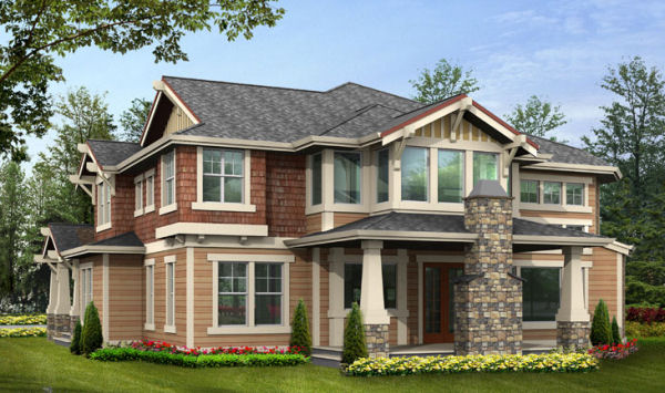 Rear Elevation for House Plan #334060