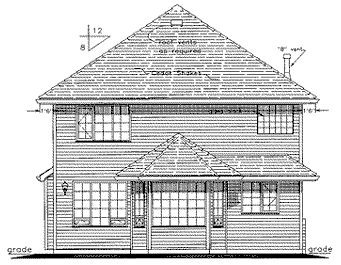 Rear Elevation for House Plan #135524