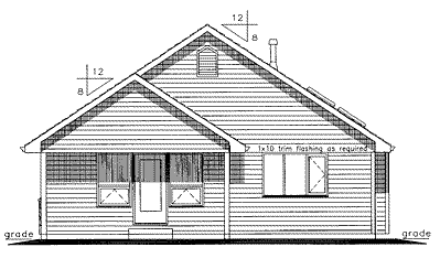 Rear Elevation for House Plan #133544