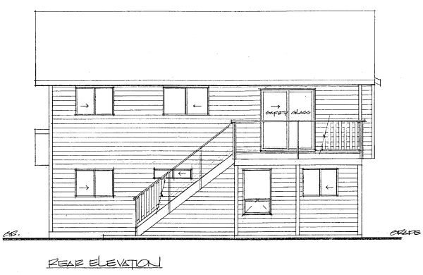 Rear Elevation for House Plan #202008
