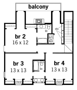 Second Floor Plan for House Plan #483013
