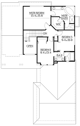 Second Floor Plan for House Plan #335112