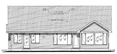 Rear Elevation for House Plan #131644