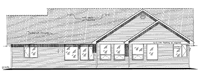 Rear Elevation for House Plan #136054