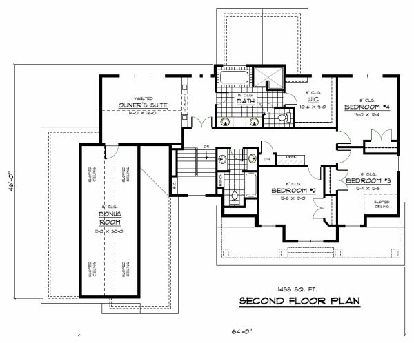 Second Floor Plan for House Plan #285192