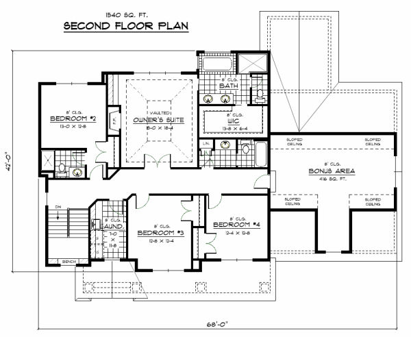 Second Floor Plan for House Plan #287053
