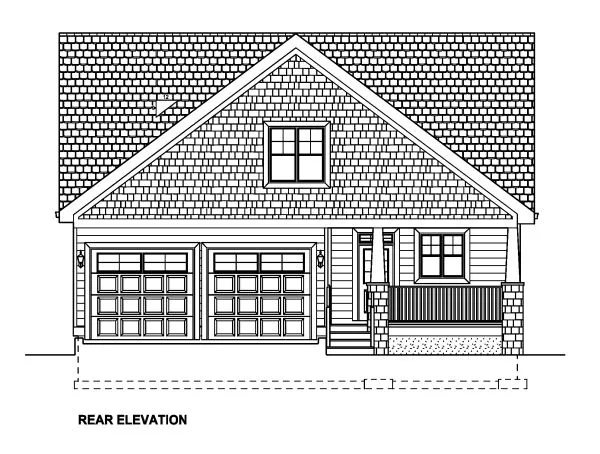 Rear Elevation for House Plan #195222