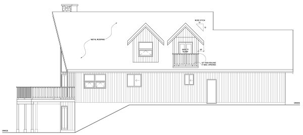 Left Elevation for House Plan #102017