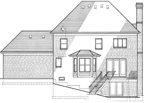 Rear Elevation for House Plan #532110