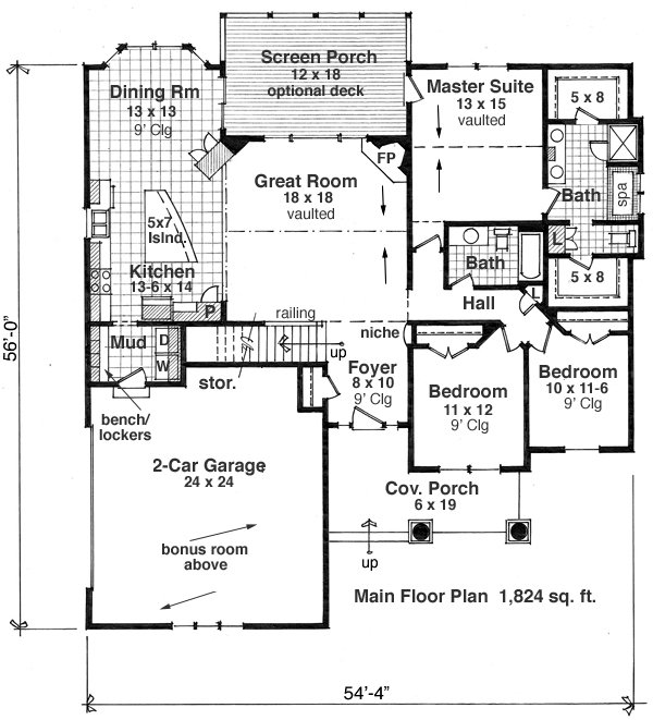 Main Floor Plan for House Plan #282181