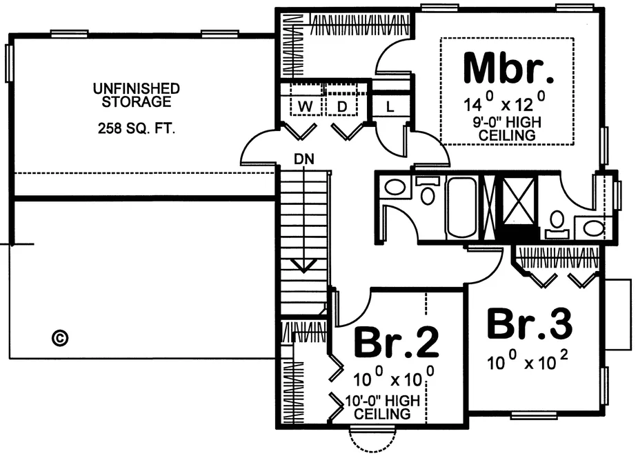 Second Floor Plan for House Plan #156076