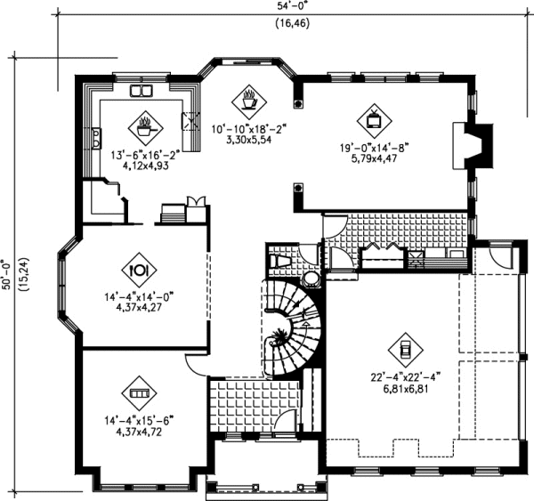 Second Floor Plan for House Plan #172100