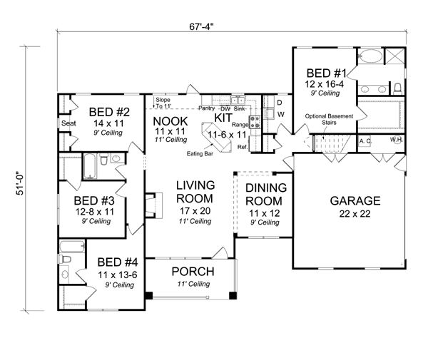 Main Floor Plan for House Plan #242870
