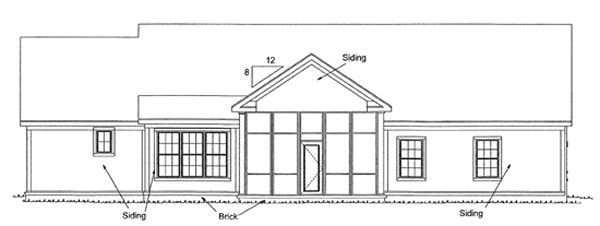 Rear Elevation for House Plan #242100