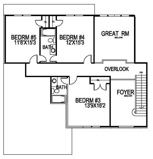 Second Floor Plan for House Plan #394450