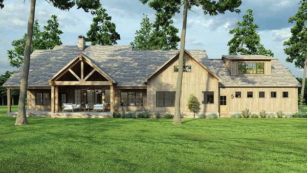 Rear Elevation for House Plan #313712