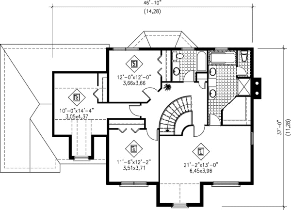 Second Floor Plan for House Plan #171070