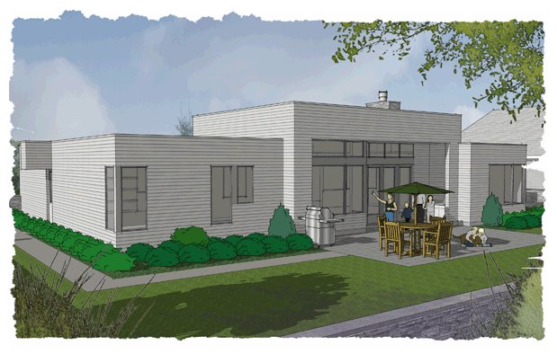 Rear Elevation for House Plan #320611