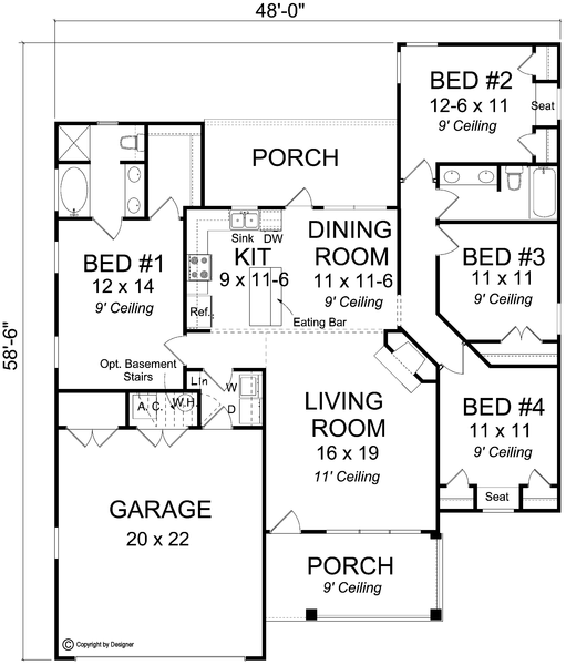 Main Floor Plan for House Plan #241751